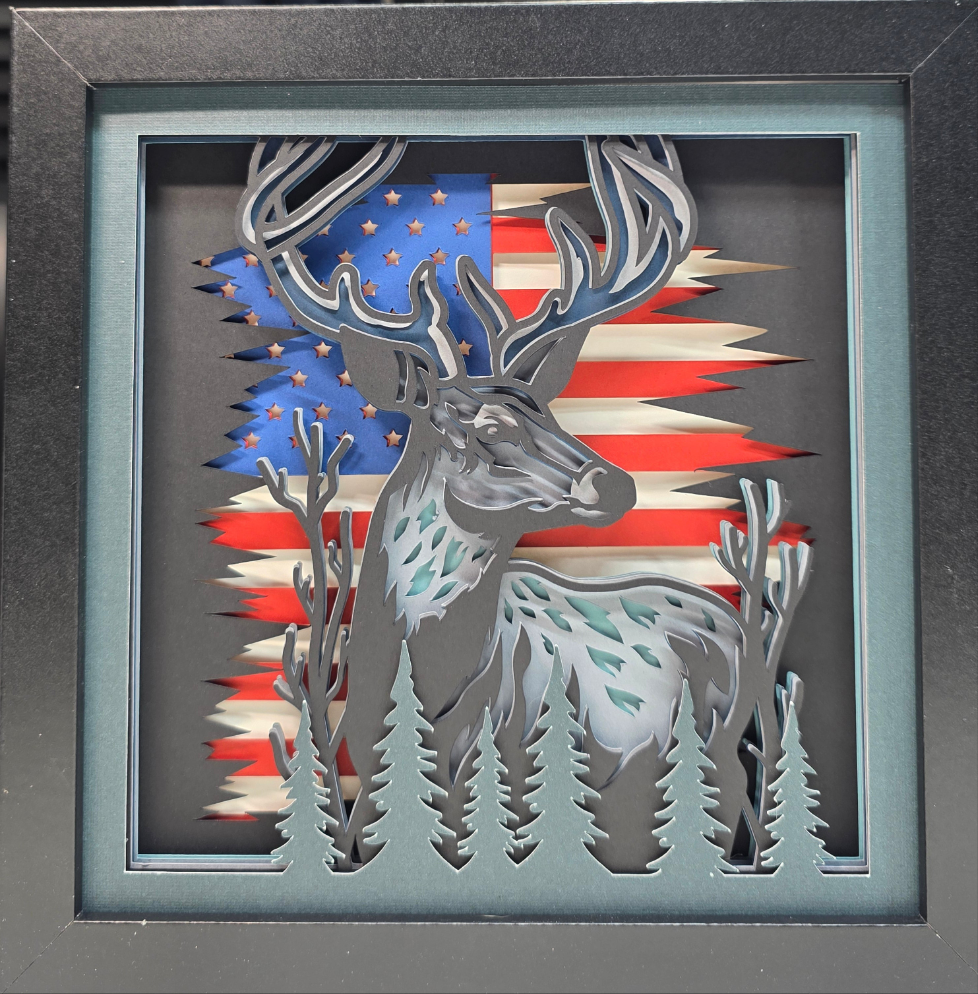 Deer with American flag