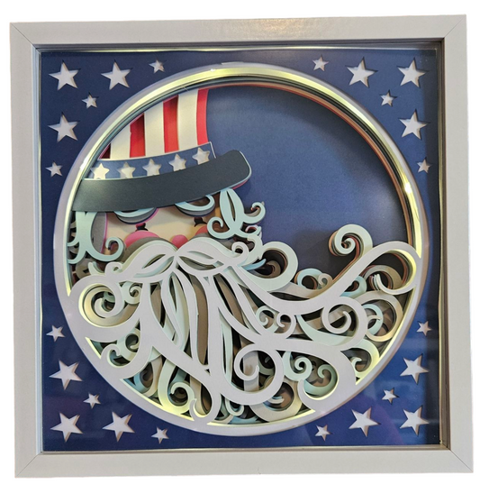Lighred July 4th Uncle Sam Shadow Box